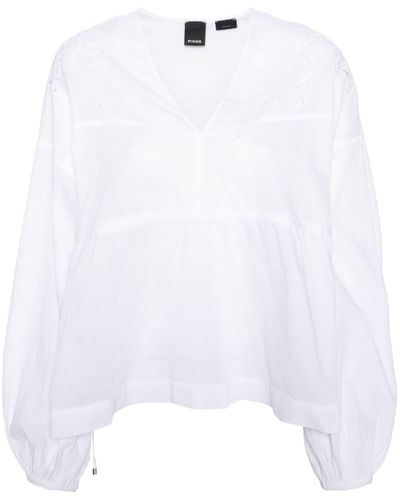 Pinko Bluse mit Lochstickerei - Weiß