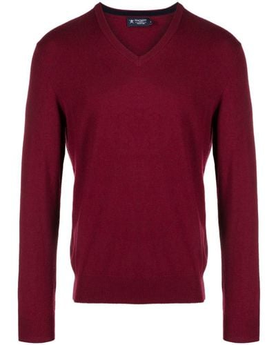 Hackett Elbow-patches V-neck Sweater - Red