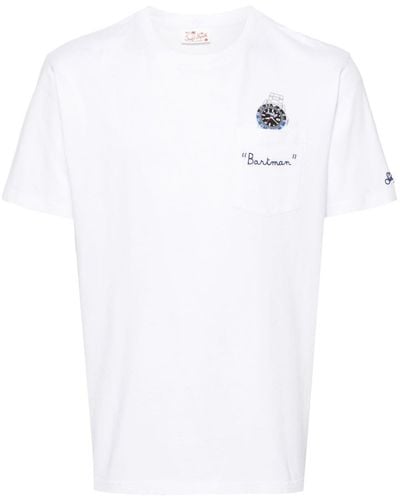 Mc2 Saint Barth | T-shirt in cotone con tasca e stampa orologio | male | BIANCO | XL