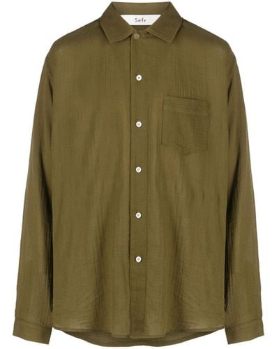 Séfr Leo Long-sleeve Cotton Shirt - Green