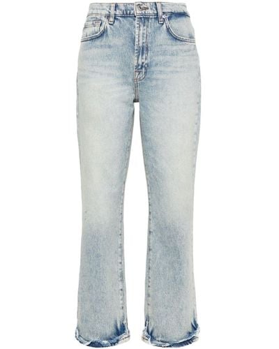 7 For All Mankind Logan Cropped Denim Jeans - Blue