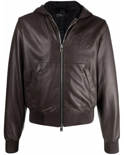 Amiri Hooded Leather Jacket - Black