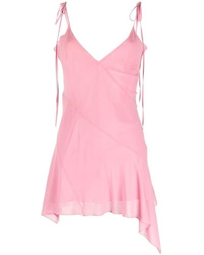 KNWLS V-neck Asymmetric Mini Dress - Pink