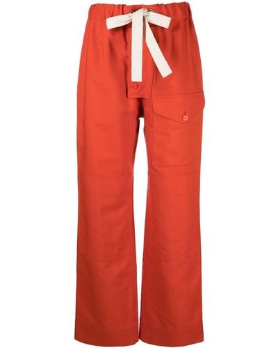 Stella McCartney Pantalon droit à lien de resserrage - Rouge