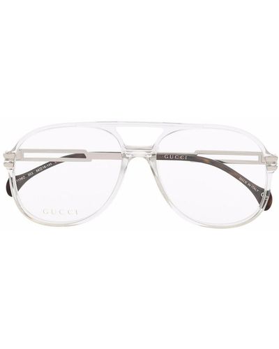 Gucci パイロット眼鏡フレーム - ホワイト