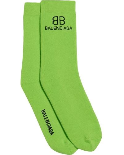 Balenciaga Logo-embroidered Socks - Green