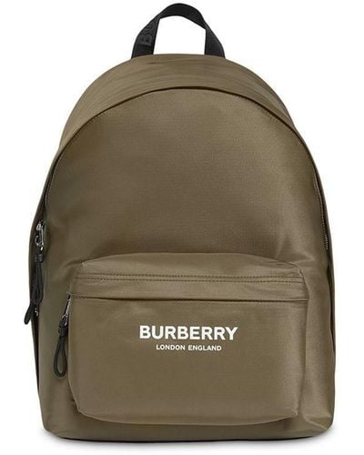 Burberry Logo Print Nylon Backpack - Green