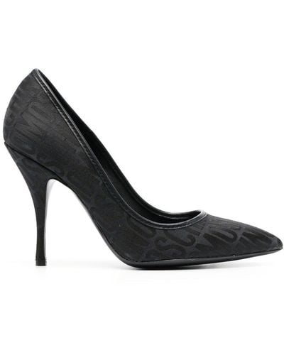 Moschino Logo-pattern Stiletto Court Shoes - Black