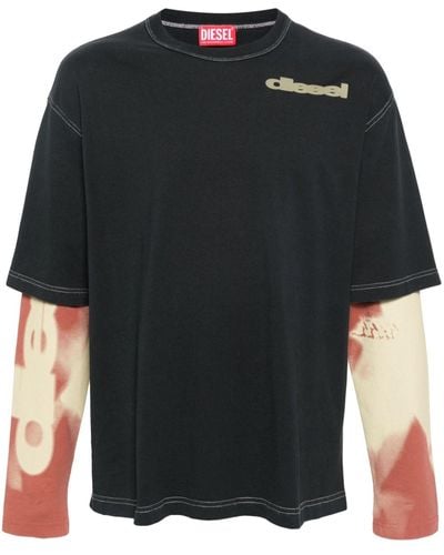 DIESEL T-shirt T-Wesher-N3 à effet superposé - Noir
