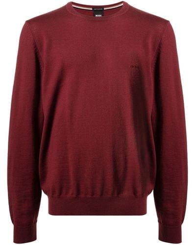 BOSS Logo-embroidered Round-neck Sweater