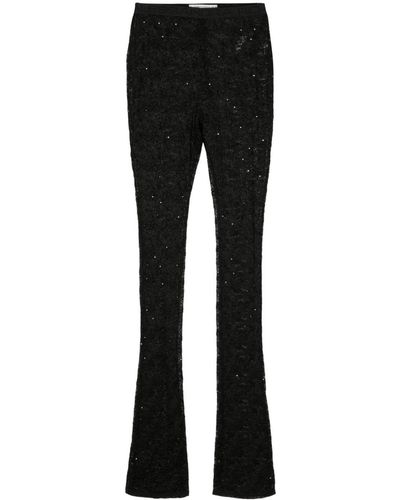 Alessandra Rich Floral-lace Semi-sheer leggings - Black