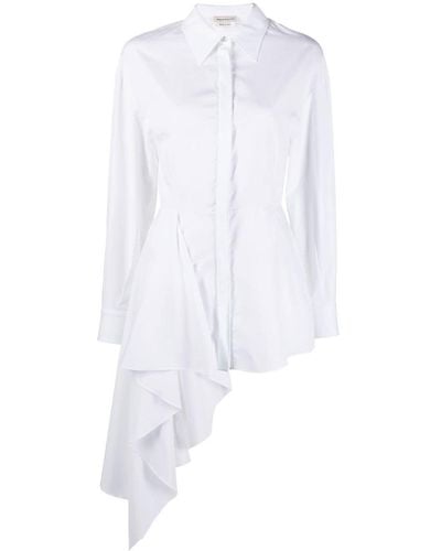 Alexander McQueen Camisa asimétrica de manga larga - Blanco
