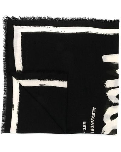 Alexander McQueen Sjaal Met Logoprint - Zwart