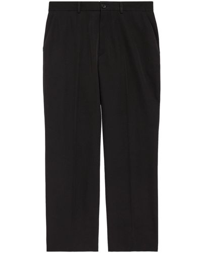Balenciaga Mid-rise Cropped Wool Trousers - Black