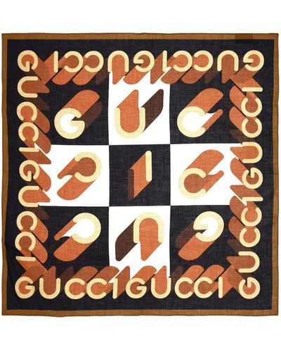 Gucci Fular con logo estampado - Naranja