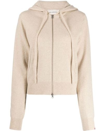 Extreme Cashmere Zip-up Hooded Cardigan - Natural