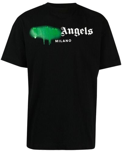 Palm Angels PMAA001S20413054 1055 Schwarzes T-Shirt
