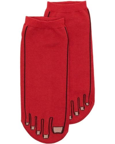 Yohji Yamamoto Toe Nail Cotton-blend Socks - Red