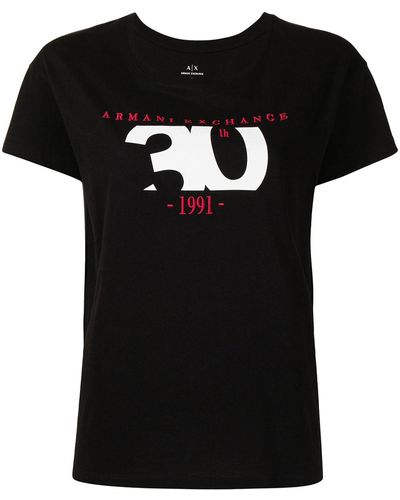 Armani Exchange ロゴ コットン Tシャツ - ブラック