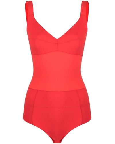 Murmur Transparent-panel Sleeveless Bodysuit - Red
