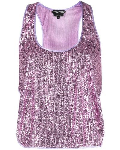 Tom Ford Cropped Sequinned Tank Top - Pink