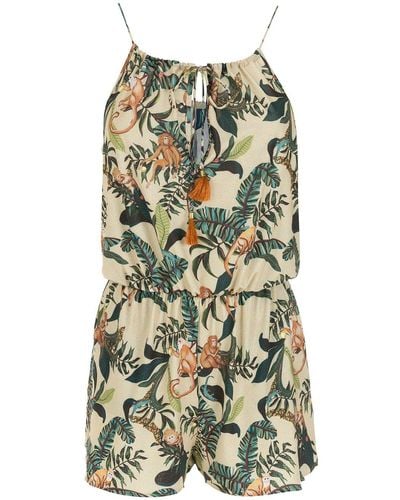 Lygia & Nanny Laya Monkey-print Playsuit - Green