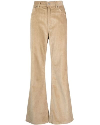Dondup High-waist Corduroy Flared Trousers - Natural