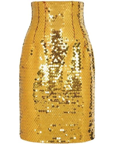 Dolce & Gabbana スパンコール ハイウエストスカート - イエロー