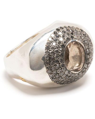 Rosa Maria Pavé Diamond Topaz Ring - Natural