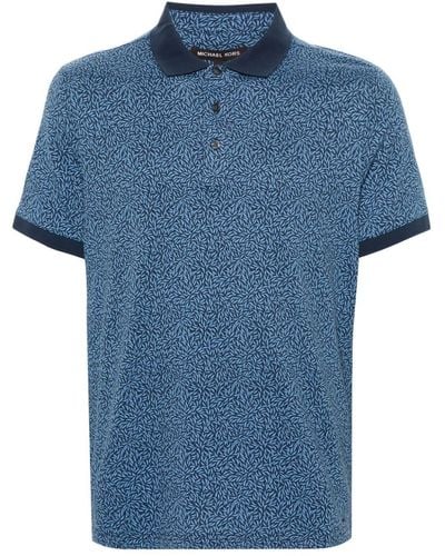 Michael Kors Motif-print Cotton Polo Shirt - Blue