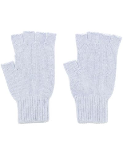 Pringle of Scotland Fingerlose Handschuhe mit Rippmuster - Weiß