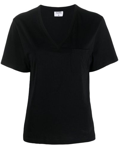 Filippa K Camiseta con cuello en V - Negro