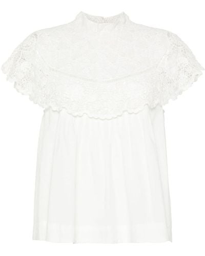 Sea Serita Lace-overlay Blouse - White