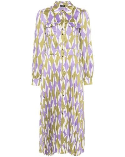 Liu Jo Geometric-print Pleated Midi Dress - White