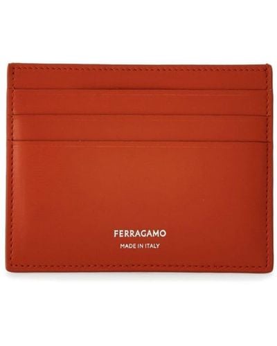 Ferragamo Classic Leather Card Holder - Red