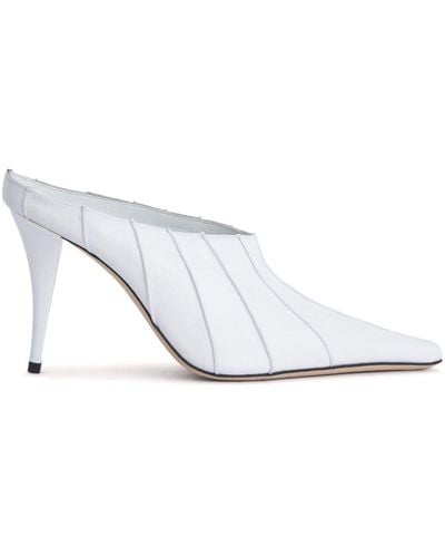 BY FAR Trish 100mm Leather Mules - White