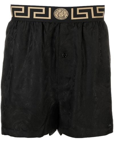 Versace Greca Logo-print Shorts - Black