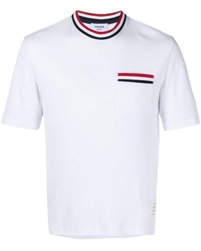 Thom Browne T-Shirt mit RWB-Streifen - Weiß