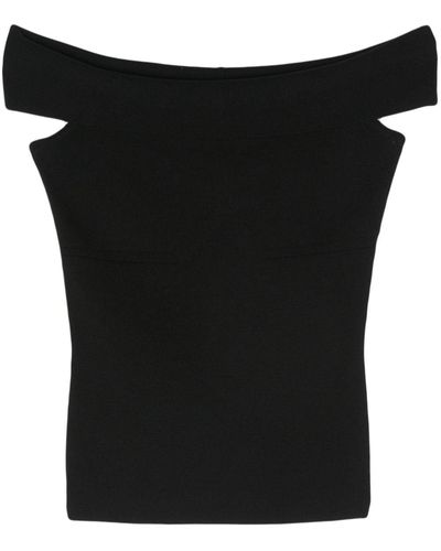FEDERICA TOSI Off-shoulder Knitted Top - Black
