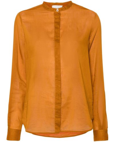Forte Forte Semi-sheer Band-collar Shirt - Orange