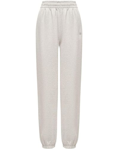12 STOREEZ Pantalon de jogging en coton à logo brodé - Blanc