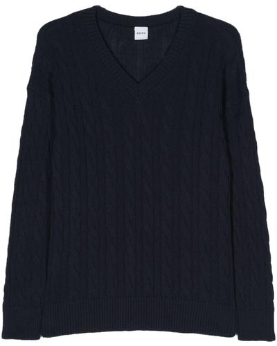 Aspesi Cable-knit Cotton Jumper - Blue