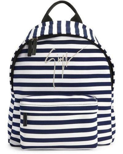 Giuseppe Zanotti Logo Stripe-print Backpack - Blue