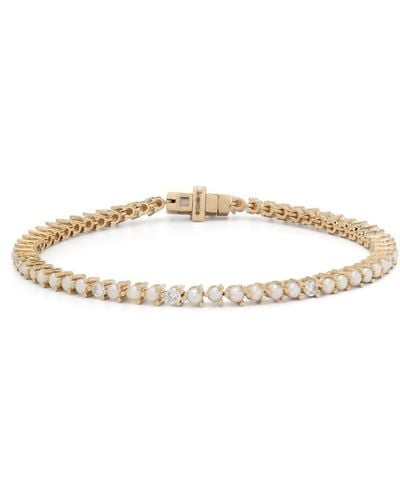 Adina Reyter 14kt Yellow Gold Pearl And Diamond Tennis Bracelet - White
