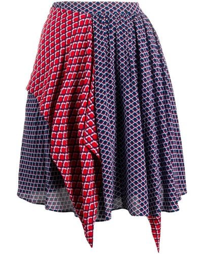 KENZO Paneled Geometric-print Skirt - Blue