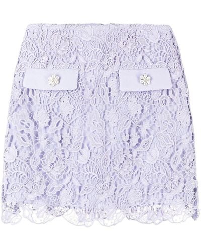 Self-Portrait Lace-overlay Miniskirt - Purple