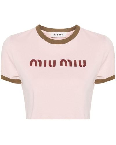 Miu Miu Crop T-shirt - Pink