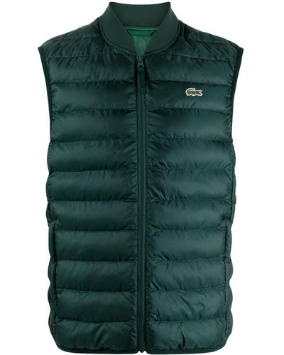 Lacoste Logo-emboridered Quilted Gilet - Green