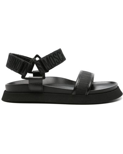 Moschino Logo-print Touch-strap Sandals - Black