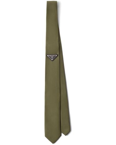 Prada Cravatta con logo - Verde